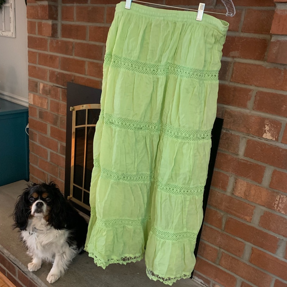 Vibrant Green Lace Maxi Skirt